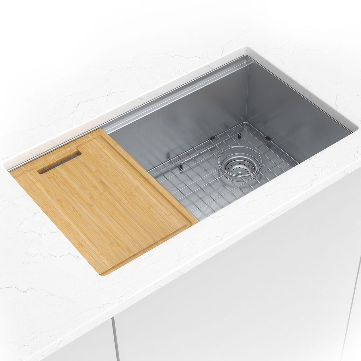 MSI 16-gauge workstation sink installed in a kitchen