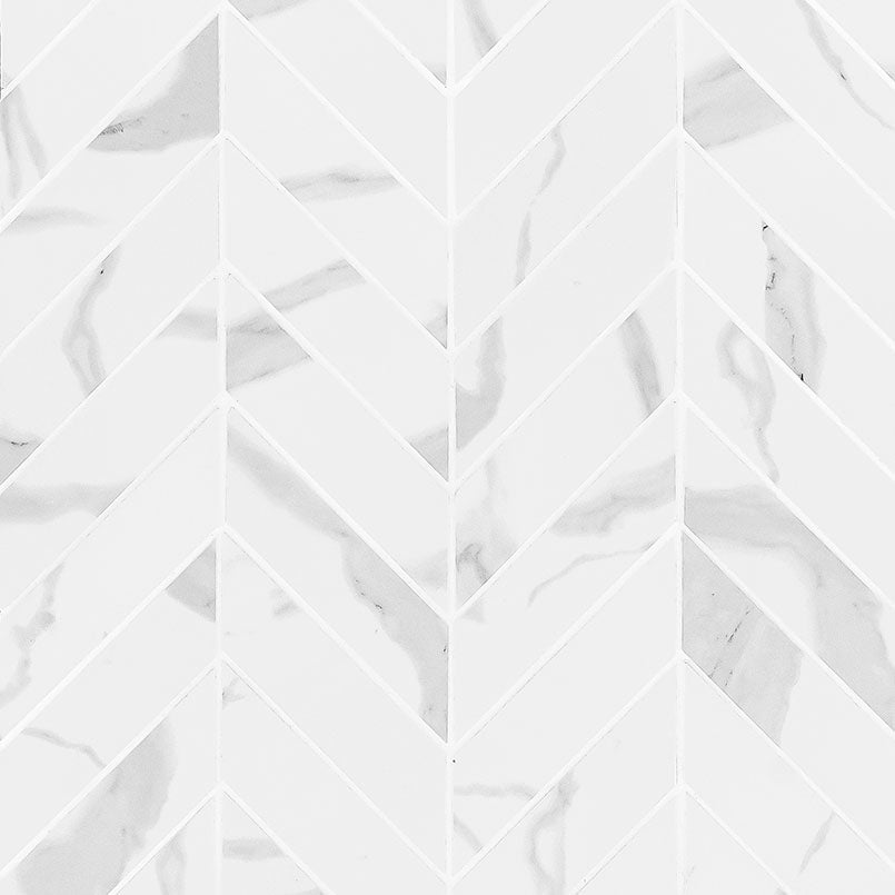 MSI Eden Marble-Look Porcelain Mosaics - Statuary Chevron 12x15