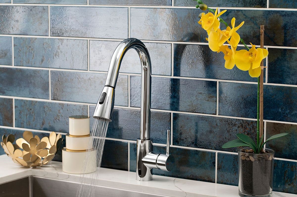 MSI Touch-Free Infrared Sensor Kitchen Faucet 811 in Chrome - kitchen scene