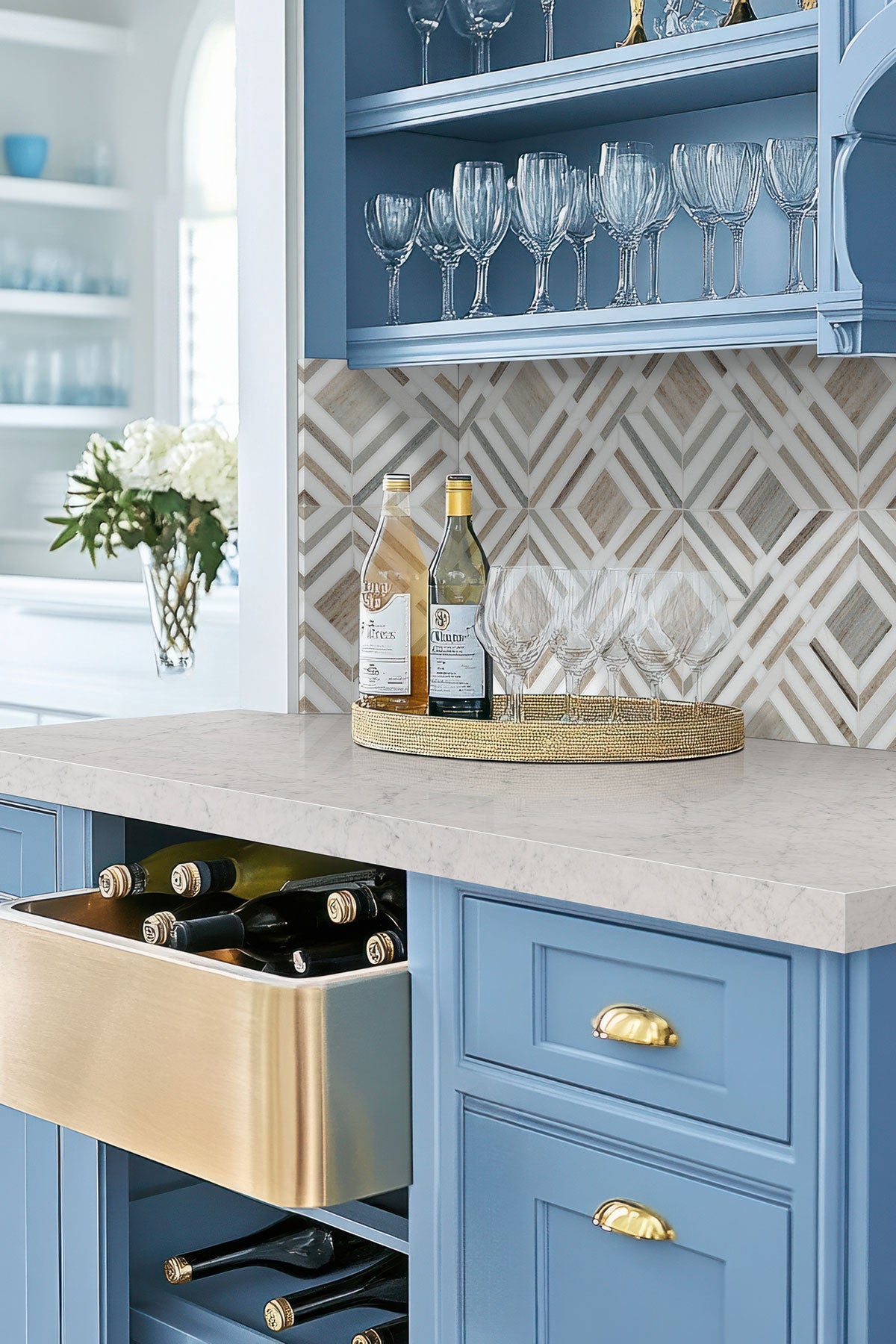 Carrara White marble kitchen