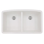 MSI Quartz Composite 50/50 Double-Bowl Undermount Kitchen Sink 32" — White