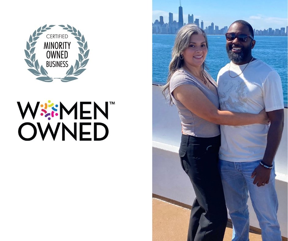 Rose Hill founders Camille and Marcus Johnson with minority- and women-owned certification marks