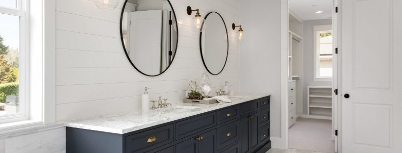 Bathroom vanity with coordinating finishes