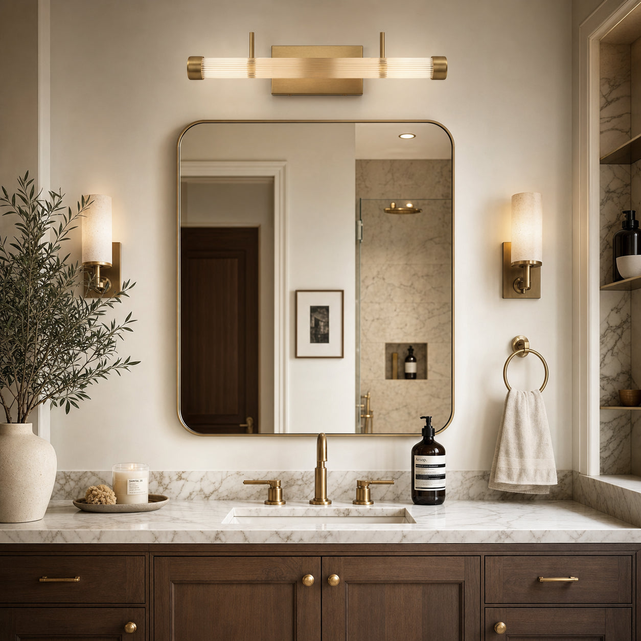 Freestanding bathtub in a finished bathroom