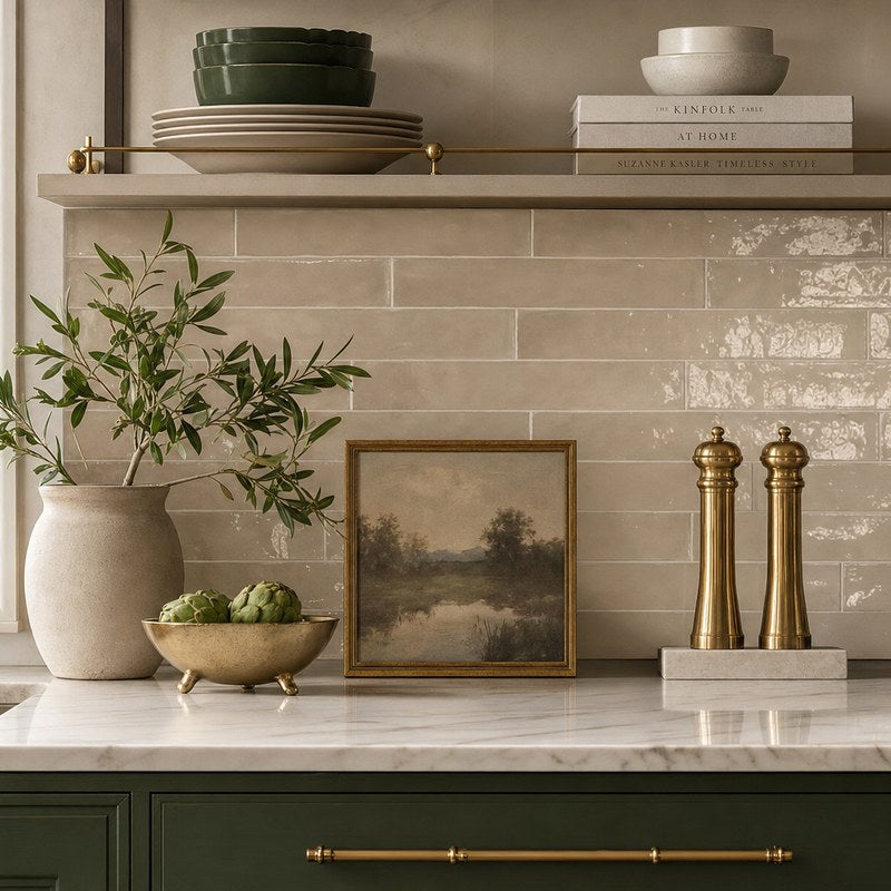 Decorative tile installed as a kitchen backsplash