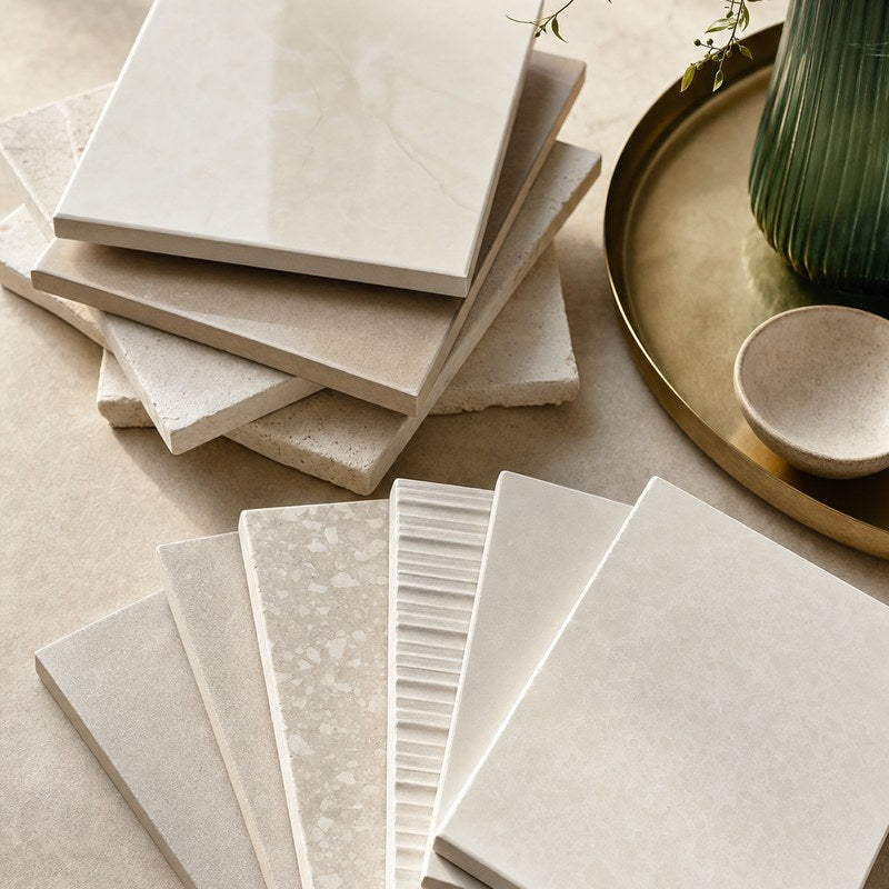 Porcelain and ceramic tile samples